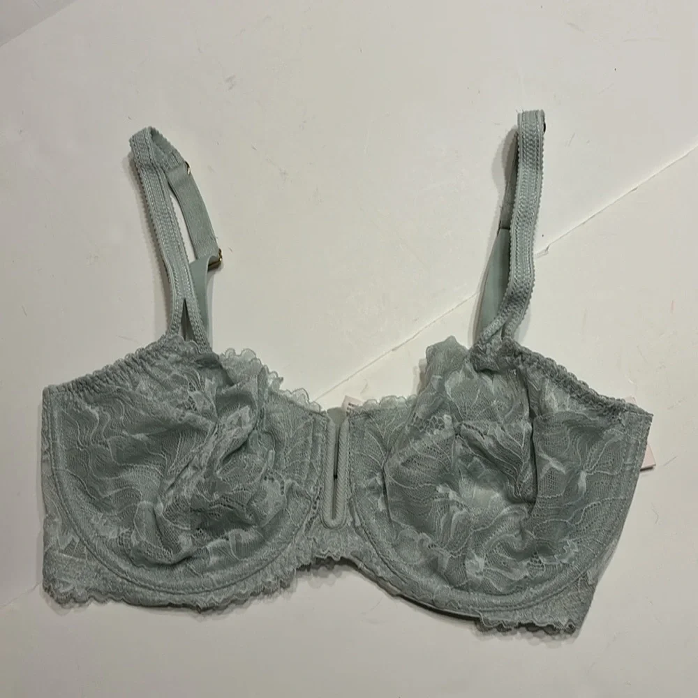 Auden Light Green Unlined Balconette Coverage Lace Underwire Bra